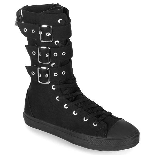 Demonia Women's Deviant-202 Sneakers Boots - Black Canvas D8014-67US Clearance
